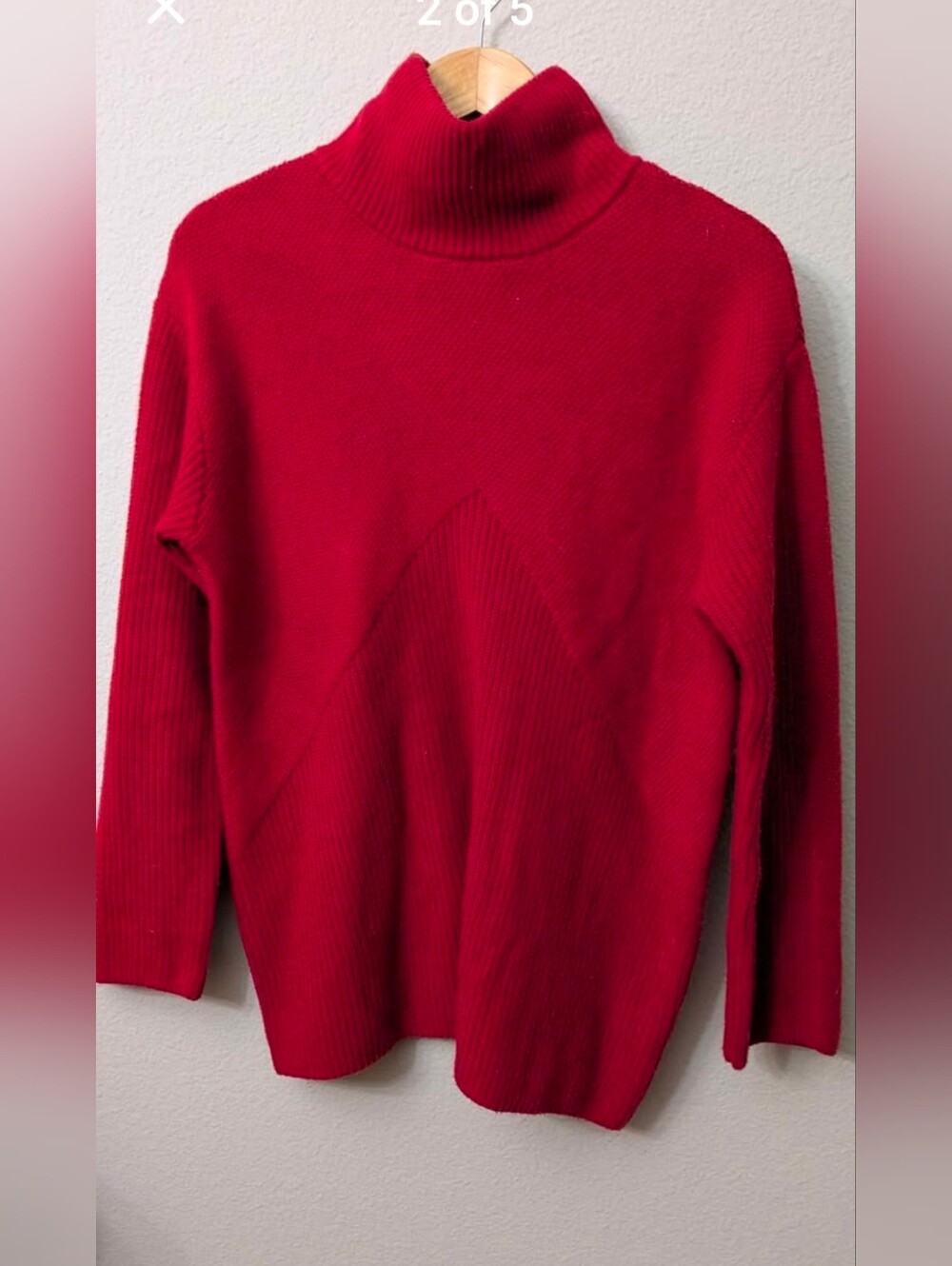 Talbots Women's Red Turtleneck Ribbed Sweater